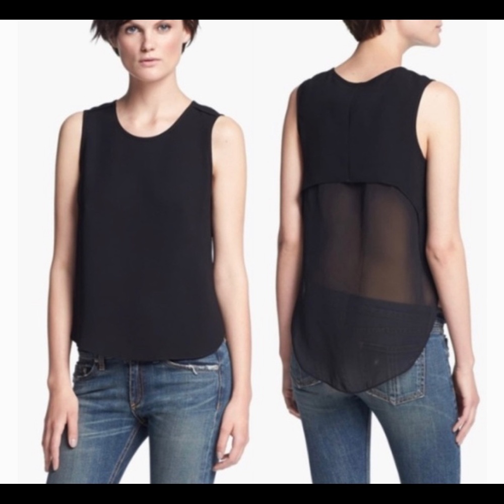 Rag & Bone Black Sheer Back Sleeveless Tank Top